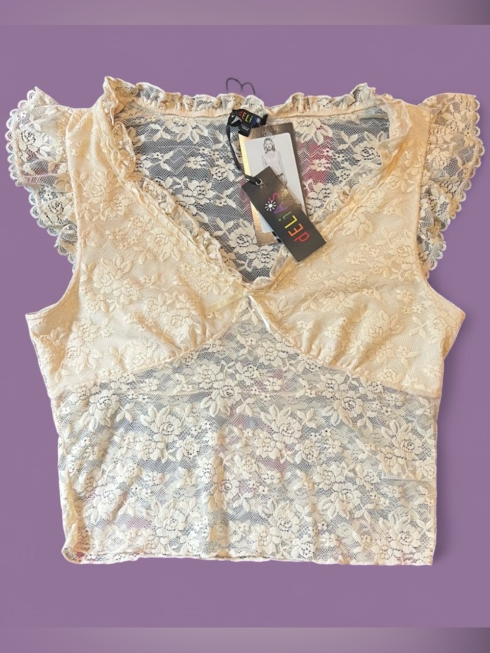 Delia’s x Dolls Kill - ELEGANCE REIGNS LACE TOP - YELLOW